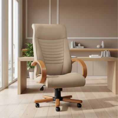 Luxus Gaming Chair Beige Bürostuhl Schreibtisch Drehstuhl Chefsessel Neu