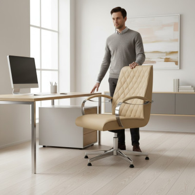 Moderner Drehstuhl Möbel Beige Bürostuhl Gaming Stuhl Büro Sessel Einrichtung