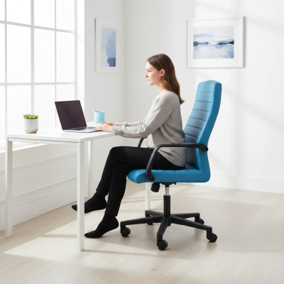 Luxus Kunstleder Bürostuhl Gaming Stuhl Bürostuhl Neu Drehstuhl Blau neu