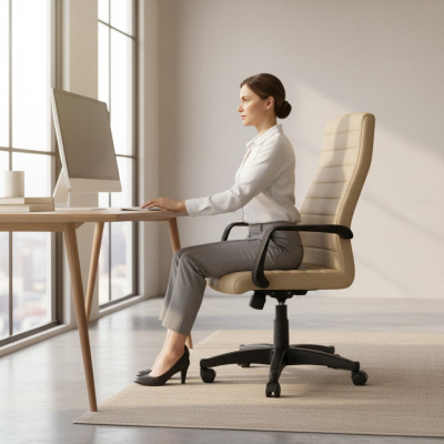 Modern Kunstleder Bürostuhl Gaming Stuhl Bürostuhl Neu Drehstuhl Beige neu