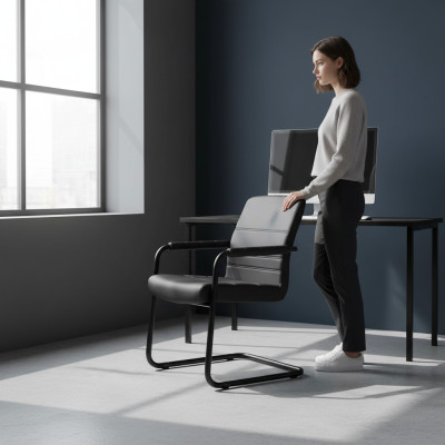 Stuhl Polsterung Kunstleder Bürostühle Modern Computer Stühle Möbel Schwarz