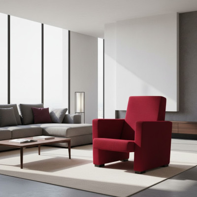 Sessel Sofa 1-Sitzer Design Luxus Rot Stuhl Klassisch Stoff Textil Neu