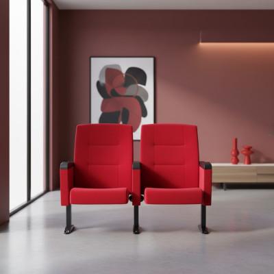 Sessel Art Deco Sessel Sofa 1 Sitzer für Theater Design Luxus Rot Textil Neu
