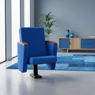 Sessel Art Deco Sessel Sofa 1 Sitzer für Theater Design Luxus Blau Textil