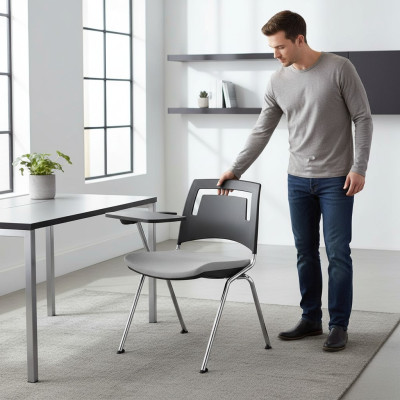 Stilvoller Grau Stuhl Moderner Stuhl Hochwertiges Design Bürostuhl Neu