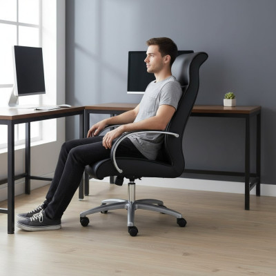 Computer Stühle Schwarz Chefsessel Sessel Kunstleder Polster Büro Stuhl Dreh