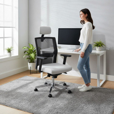 Bürostühle Grau Schreibtischstuhl Drehstuhl Chefsessel Mesh-Design Bürostuhl