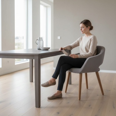 Grauer Esszimmerstuhl Wohnzimmer Stuhl Armlehnen Stühle Designer Holz
