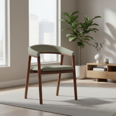 Grauer Esszimmerstuhl Design Holzstuhl Einsitzer Polster 1-Sitzer Stuhl