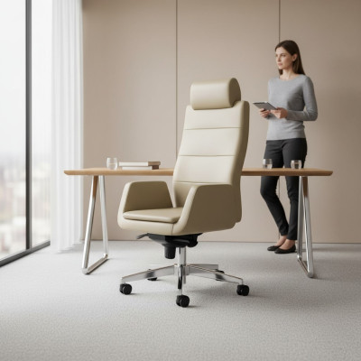 Beiger Bürostuhl Luxus Drehstuhl Chefsesel Büroeinrichtungsmöbel Sessel