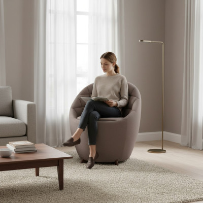 Brauner Polstersessel Wohnzimmer Einsitzer Designer 1-Sitzer Holzgestell