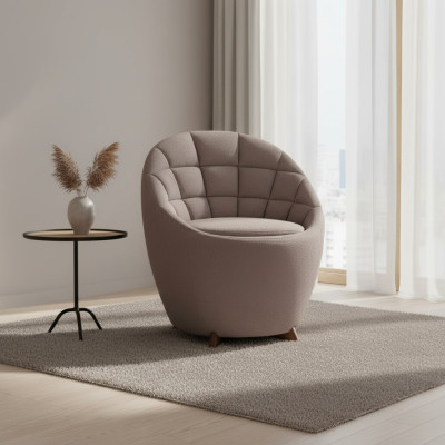 Brauner Polstersessel Wohnzimmer Einsitzer Designer 1-Sitzer Holzgestell
