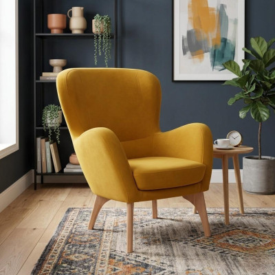 Gelber Designer Sessel Polster Wohnzimmer Loungesessel Edler Einsitzer