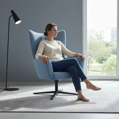 Blauer Sessel Ohrensessel Designer 1-Sitzer Moderner Cocktailsessel