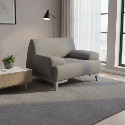 Grauer Designer Sessel Moderner Wohnzimmer 1-Sitzer Relax Polstersessel