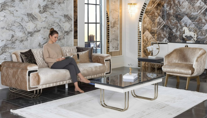 Wohnzimmer Moderne Couchgarnitur Dreisitzer Polster Sessel Couchtisch