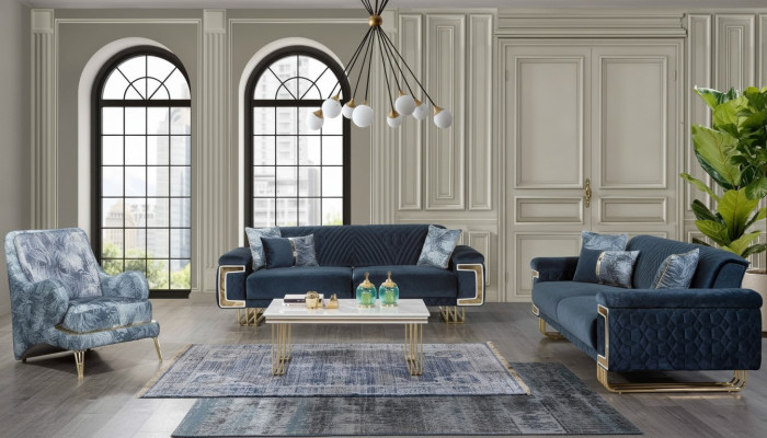 Moderne Edelstahl Sofagarnitur Couchtisch Sessel Polster Möbel 4tlg Set