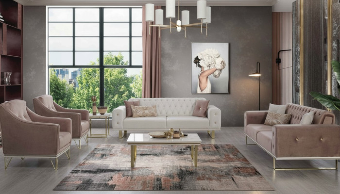Sofagarnitur Designer Chesterfield Sofa Luxuriöse Sessel Couchtisch 6tlg