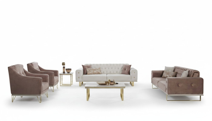 Sofagarnitur Designer Chesterfield Sofa Luxuriöse Sessel Couchtisch 6tlg