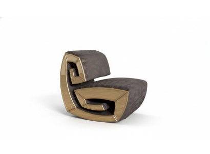 Braun-Goldener Einsitzier Designer Sessel Relax Wohnzimmer Sitzer Neu