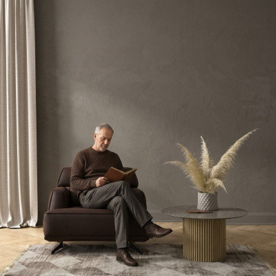 Designer Brauner Sessel Polstermöbel Lounge Einsitzer Wohnzimmer Möbel