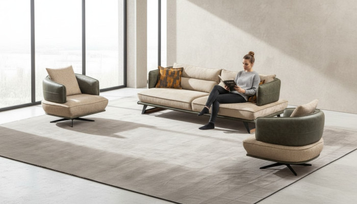 Wohnzimmer Modern Sofa Set Designer Couch Garnitur Polster 3-Sitzer 2x Sessel