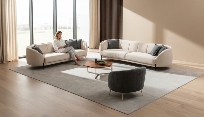 Sofagarnitur 4 3 1 Sitzer Wohnzimmer Komplett Sofas Set Beige Modern Set