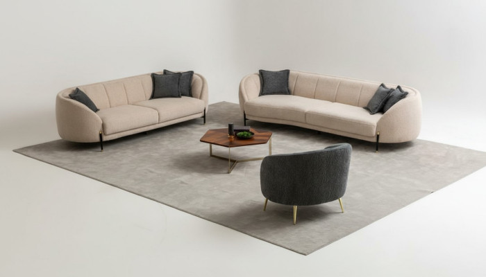 Sofagarnitur 4 3 1 Sitzer Wohnzimmer Komplett Sofas Set Beige Modern Set