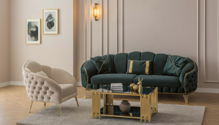 Modern Wohnzimmer Set Sofa 3 Sitzer Sessel Textil Sessel Wohnzimmer Neu