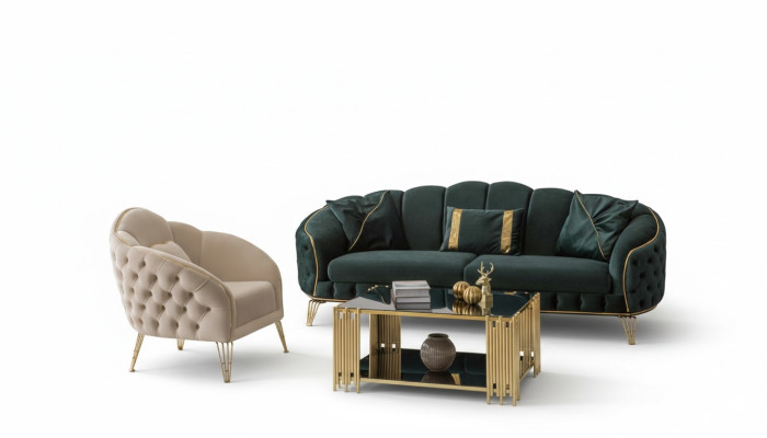 Modern Wohnzimmer Set Sofa 3 Sitzer Sessel Textil Sessel Wohnzimmer Neu