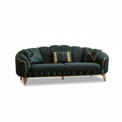 Chesterfield 2x 3 Sitzer Couch Polster Sitz Textil Stoff Couchen Sofa
