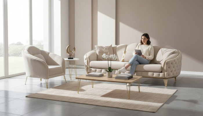Wohnzimmer Komplett 3tlg Modern Dreisitzer Sofa Couch Luxus 2x Sessel