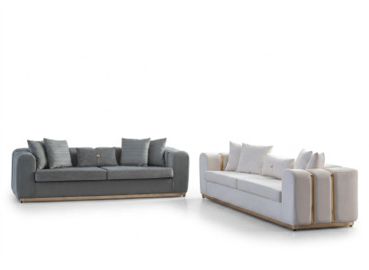 Weiß-Graue Polstersitzer Designer 4-Sitzer 2x Polstercouchen Luxus Möbel