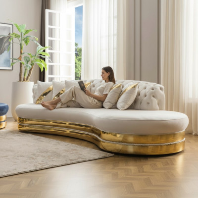 Weiße Halbrunde Chesterfield Sofas Designer 2x 3-Sitzer Stilvolle Couchen