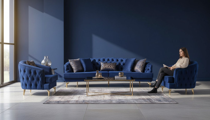 Exklusives Chesterfield Sofa Set Designer Viersitzer Luxus 1-Sitzer 2tlg