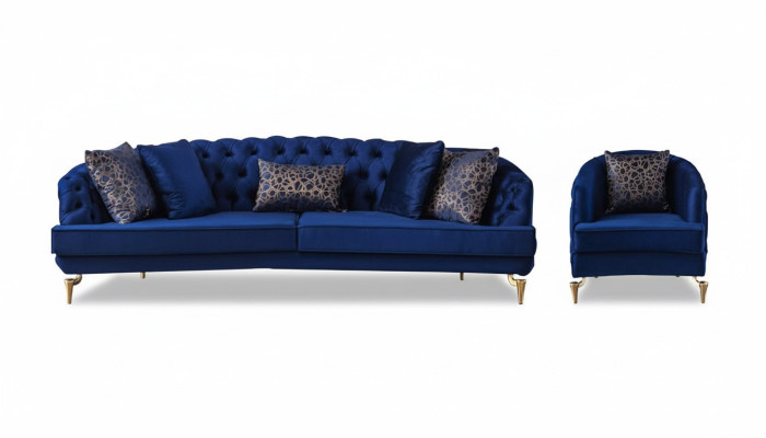Exklusives Chesterfield Sofa Set Designer Viersitzer Luxus 1-Sitzer 2tlg