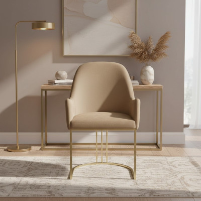Goldener Edelstahlstuhl Moderner Polster Einsitzer Designer 1x Lehnstuhl