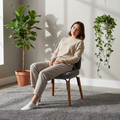 Grauer Esszimmer Stuhl Moderner Holzstuhl Designer Polster Sitz Möbel
