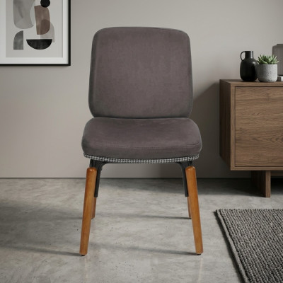 Grauer Esszimmer Stuhl Moderner Holzstuhl Designer Polster Sitz Möbel