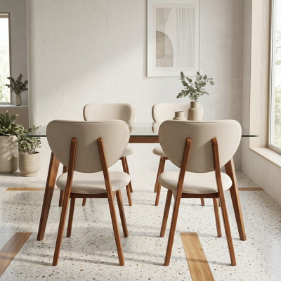 Moderner Esszimmerstuhl Weißer 4x Stühle Holzstuhl Einsitzer Stühle neu