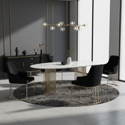 Designer Schwarze 4x Metallstühle Luxuriöse Edelstahl Polster Möbel