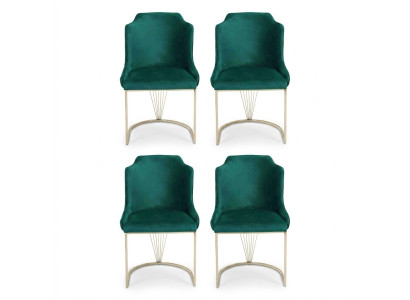 Designer Grüner Esszimmerstuhl 4x Stühle Luxus Einsitzer Moderne Esszimmer
