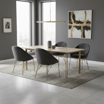 Luxus Design Schwarz 4x Stühle Ohne Armlehne Esszimmer Moderne Möbel