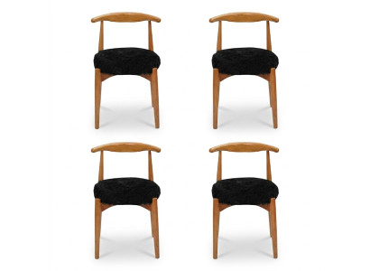 Modern Esszimmer Holz 4x Stühle Braun Ohne Armlehne Design gepolsterter Stuhl