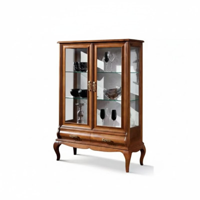 Luxus Holz Vitrine Anrichte Design Braun Italienische Möbel Schrank Neu