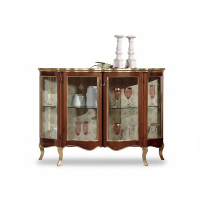 Holz Vitrinen Glas Schrank Echtholz Vitrine Wohnzimmer Möbel Anrichte