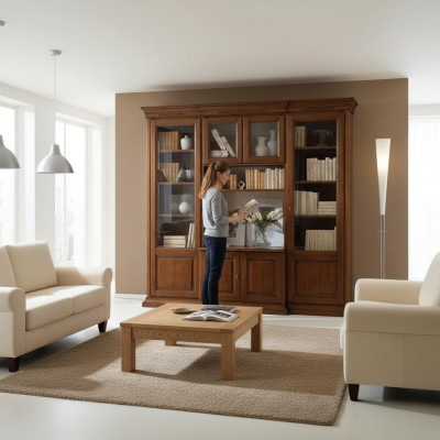 Fernseh Schrank Anbauwand Wohnwand tv Schrankwand Massivholz klassisch
