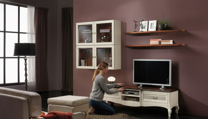 Lowboard rtv Wandschränke Wohnzimmer Holz Möbel Wandregal Set 7 tlg.