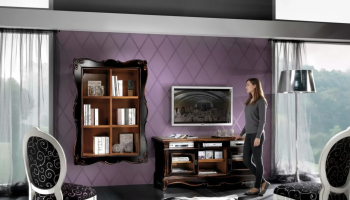TV Ständer Wohnwand Regale Wohnzimmer Klassische Holz Design Möbel Neu