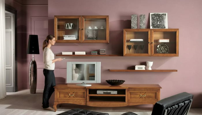 Designer Wohnzimmer 4x Wandschränke Braun Lowboard 7tlg. Wohnwand Neu